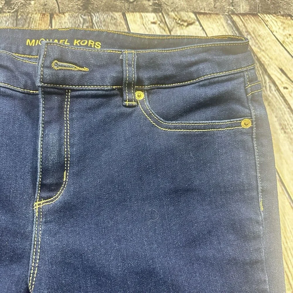 MICHAEL KORS Womens Jeans 8P Blue Izzy Skinny Dark Blue Stretch Denim Mid Rise‎